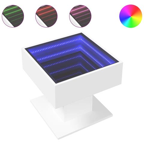 Tavolino Salotto Con Led Bianco 50x50x45 Cm Legno Multistrato - Foto 2