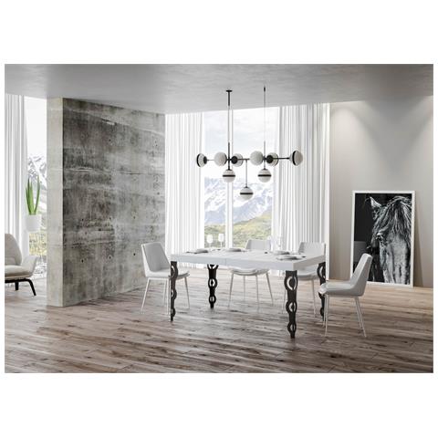 Tavolo Allungabile 90x160/264 Cm Karamay Premium Bianco Frassino Telaio Antracite - Foto 4