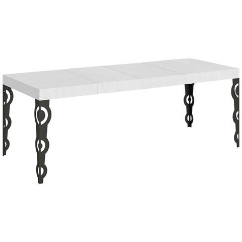 Tavolo Allungabile 90x160/264 Cm Karamay Premium Bianco Frassino Telaio Antracite - Foto 1