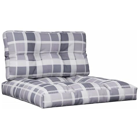 Cuscini Per Pallet 2 Pz Grigi A Quadri In Tessuto - Foto 2