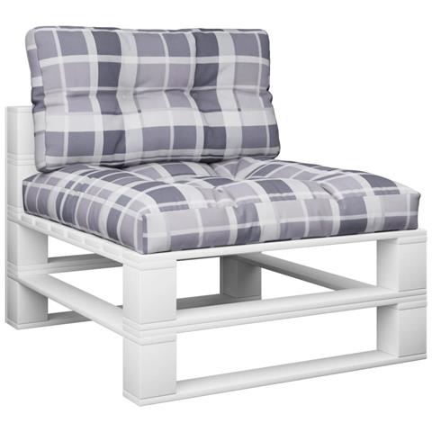 Cuscini Per Pallet 2 Pz Grigi A Quadri In Tessuto - Foto 3