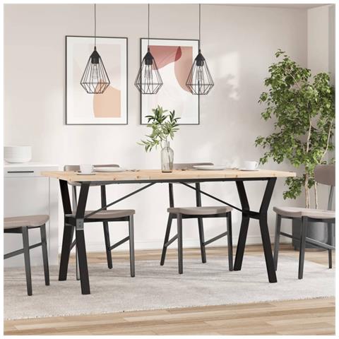 Tavolo Da Pranzo Telaio A Y 160x80x75,5 Cm Legno Pino E Acciaio - Foto 3