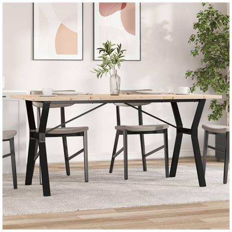 Tavolo Da Pranzo Telaio A Y 160x80x75,5 Cm Legno Pino E Acciaio - Foto 1