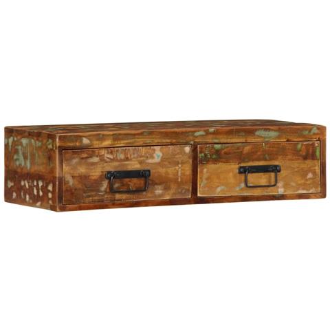 Mobile Tv A Parete 80x30x19 Cm In Legno Massello Di Recupero - Foto 3