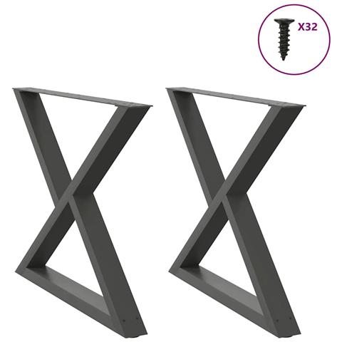 Gambe Per Tavolo Da Pranzo 2pz Antracite 90x(72-73,3)cm Acciaio - Foto 1