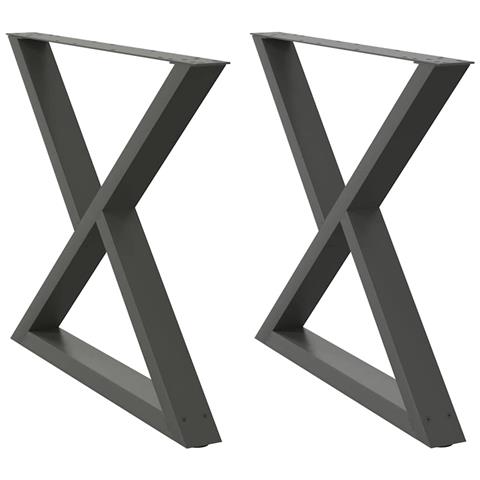 Gambe Per Tavolo Da Pranzo 2pz Antracite 90x(72-73,3)cm Acciaio - Foto 2