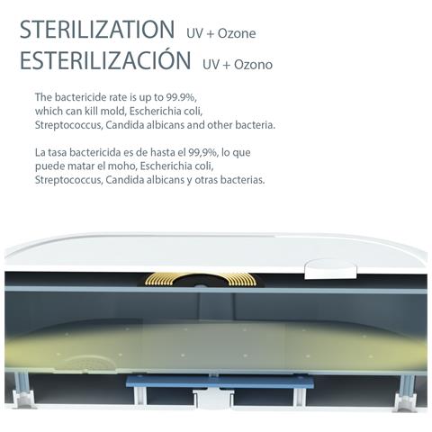 Dam Scatola Di Sterilizzazione Con Ozono, Luce Uv E Aromaterapia Con Caricatore Wireless 20x12x6 Cm. Colore Bianco - Foto 2