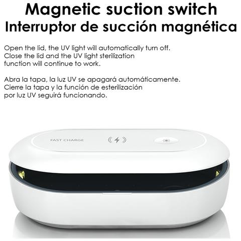 Dam Scatola Di Sterilizzazione Con Ozono, Luce Uv E Aromaterapia Con Caricatore Wireless 20x12x6 Cm. Colore Bianco - Foto 5
