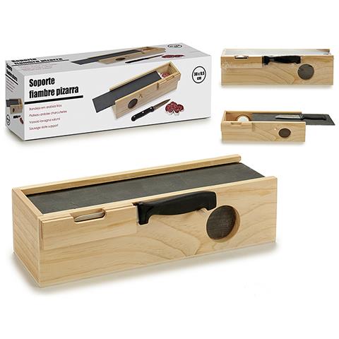 Cassa In Legno Per Salumi Con Ardesia E Coltello. - Foto 1