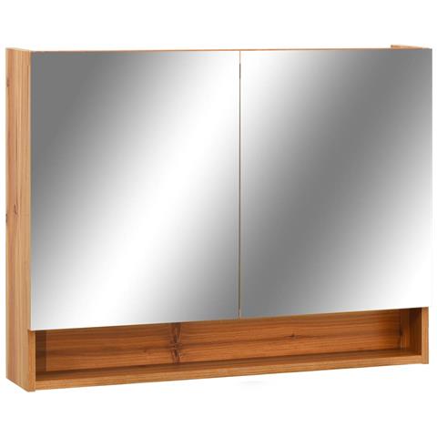 Lusso Casadino - Armadietto A Specchio Con Led Rovere 80x15x60 Cm In Mdf - Foto 1