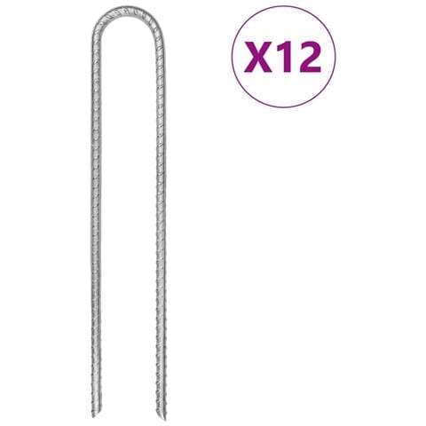 Picchetti Tenda 12 pz a Forma di U 30 cm Ø7 mm Acciaio Zincato - Foto 1