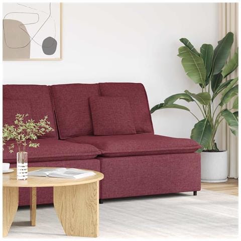 Modulo Centrale Divano Modulare con Cuscini Rosso Vino 100 cm - Foto 2