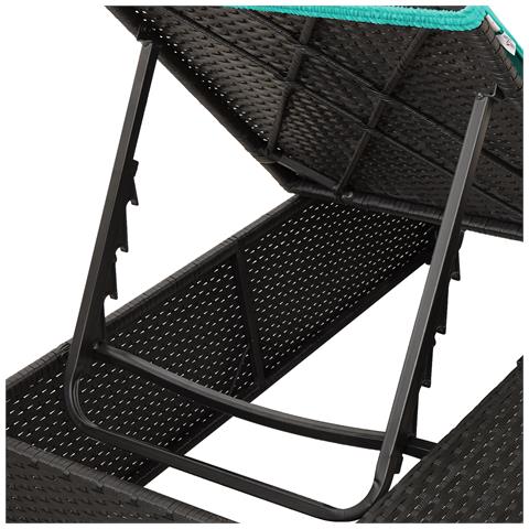 Lettino Prendisole Doppio Set di 2 Nero e Turchese - Foto 9