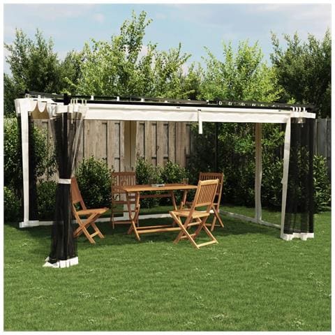 Gazebo con Pareti in Rete Crema 4x3 m in Acciaio - Foto 2