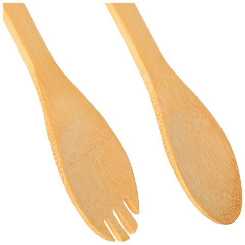 Insalatiera In Vetro Con Base In Bambù E Utensili Inclusi, Ultra Pratica, Trasparente - Foto 2