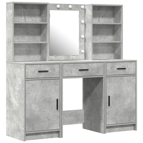 Set da Toeletta 3 Pezzi  in Legno Ingenerizzato Grigio Cemento - Foto 1
