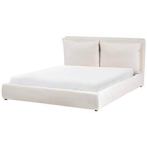 Letto Ad Acqua Tessuto Bajonna 160 X 200 Cm Beige Chiaro - Foto 2