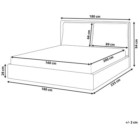 Letto Ad Acqua Tessuto Bajonna 160 X 200 Cm Beige Chiaro - Foto 8