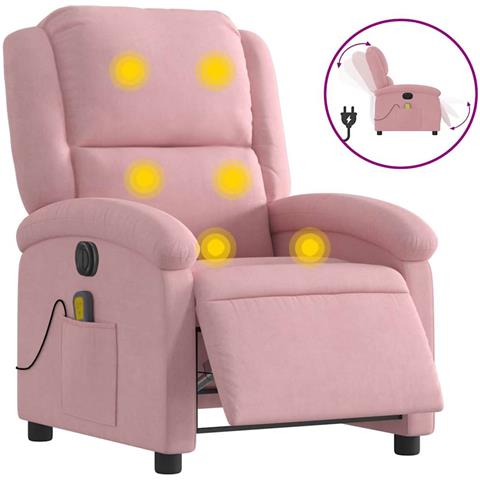 Poltrona Massaggiante Reclinabile Elettrica Rosa Velluto - Foto 1