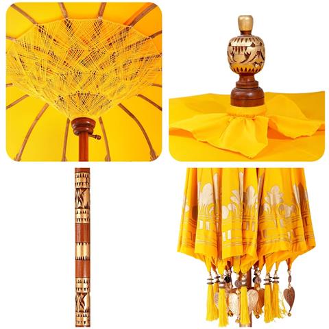 Parasol Balinese Giallo 180-190 cm Cotone, legno massello - Foto 9