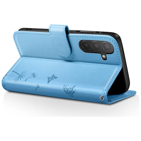 Custodia A Portafoglio Per Galaxy A56 / A36 Premium Design Fiori Farfalla, Blu Chiaro - Foto 5