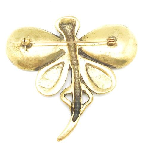 Spilla A Forma Di Libellula In Zama Placcata Oro 7,5 Cm - Foto 2