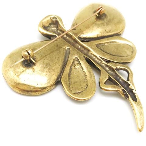 Spilla A Forma Di Libellula In Zama Placcata Oro 7,5 Cm - Foto 4
