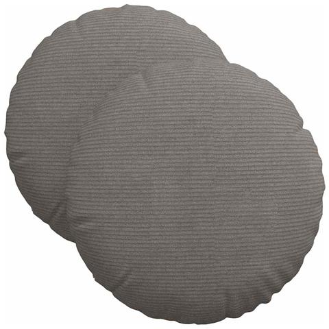 Cuscini per Seduta 2 pcs Grigio chiaro Ø 40 cm Tessuto in Cords - Foto 1