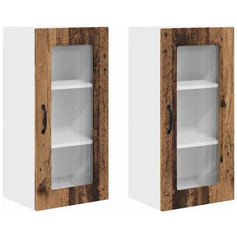 Pensile cucina con porta 2 pcs Legno vecchio 40 x 31 x 80 cm - Foto 1