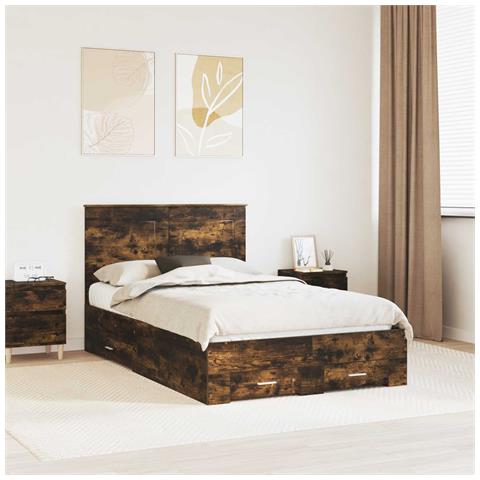 Struttura del letto Rovere fumé 120 x 200 cm Legno multistrato - Foto 2