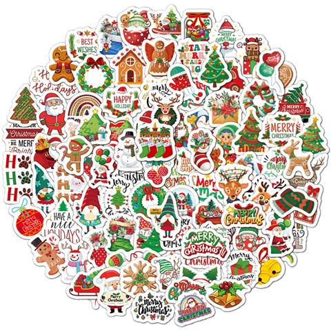 Mini Adesivi Natalizi 100 Pezzi - Decalcomanie Festive Impermeabili In Pvc Per Decorazioni Fai Da Te - Foto 1
