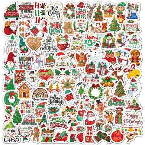 Mini Adesivi Natalizi 100 Pezzi - Decalcomanie Festive Impermeabili In Pvc Per Decorazioni Fai Da Te - Foto 5