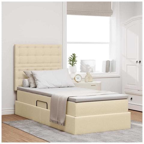 Letto con contenitore e materasso Crema 90 x 190 cm Poliestere - Foto 2