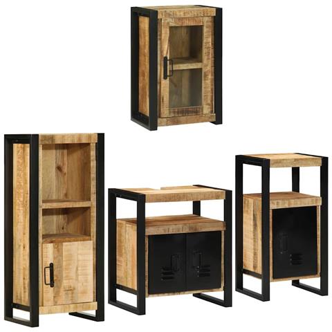 Set di mobili per il bagno 4 pcs Legno di Mango Massello - Foto 1