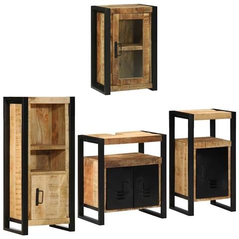 Set di mobili per il bagno 4 pcs Legno di Mango Massello - Foto 2