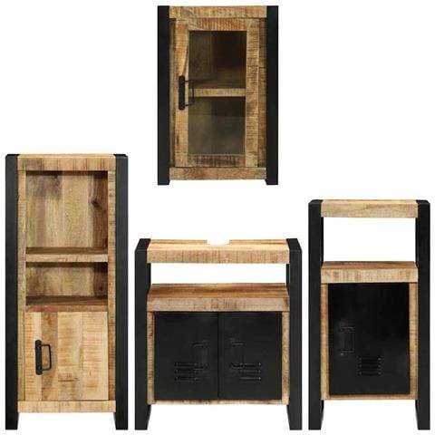 Set di mobili per il bagno 4 pcs Legno di Mango Massello - Foto 9