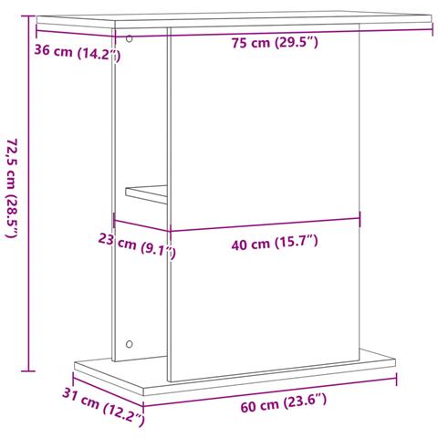 Supporto per acquario in legno vecchio 36x75x72,5 cm in legno ingegnerizzato - Foto 9