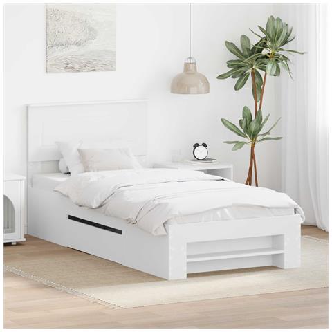 Struttura del letto Bianco 90 x 200 cm Legno multistrato - Foto 2