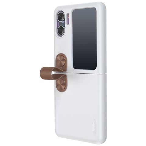 Cover con Tapa per Find N2 Flip 5G - Silicone, Bianco, Con Soporte - Foto 1