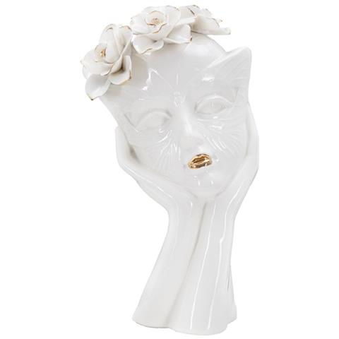 Vaso Woman Mask In Porcellana Bianca Con Dettagli Oro - Foto 1