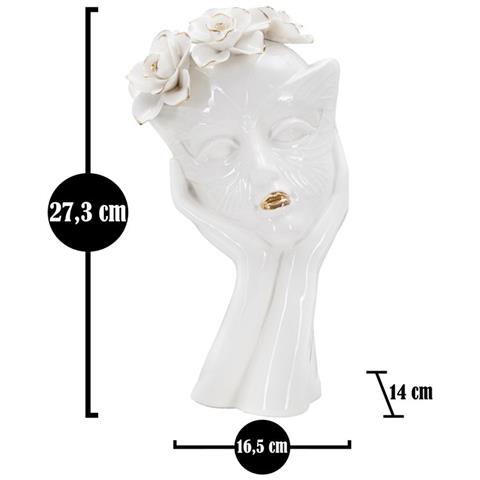 Vaso Woman Mask In Porcellana Bianca Con Dettagli Oro - Foto 6