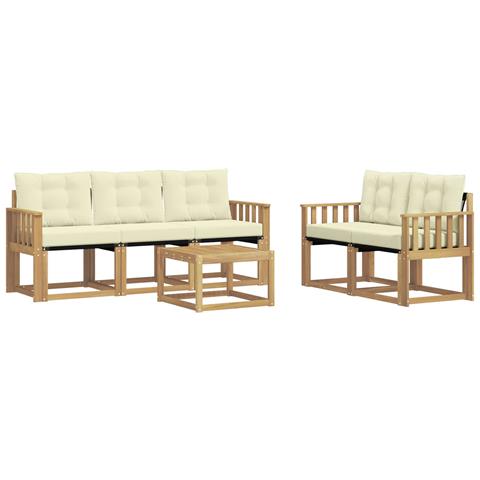 Set di divani da esterno con cuscino 6 pcs Bianco e Crema - Foto 1