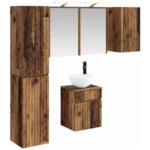Set di Armadi da Bagno 5 pcs Legno antico 43 x 16 x 62,5 cm - Foto 1