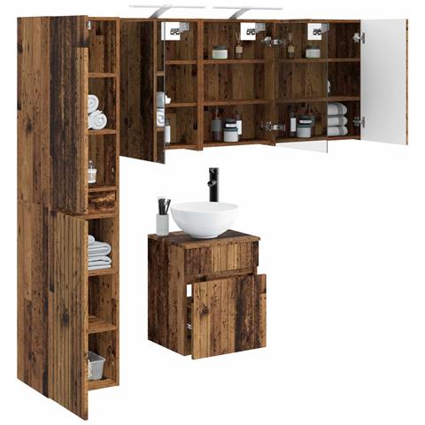 Set di Armadi da Bagno 5 pcs Legno antico 43 x 16 x 62,5 cm - Foto 2