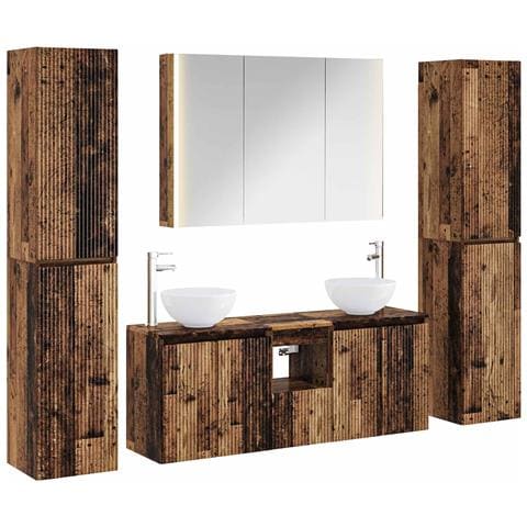Set di mobili per il bagno 6 pcs Legno antico - Foto 1