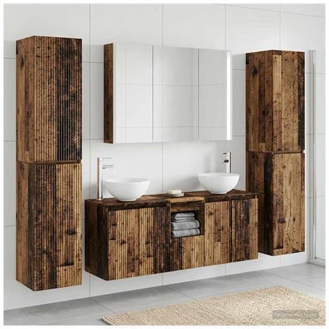 Set di mobili per il bagno 6 pcs Legno antico - Foto 2