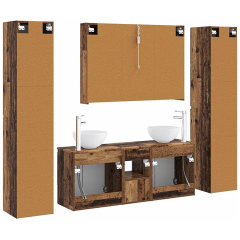 Set di mobili per il bagno 6 pcs Legno antico - Foto 9