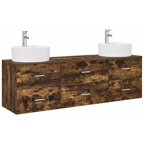Set di Armadi da Bagno 3 pz Rovere Fumo 62,5 x 44,5 x 50 cm - Foto 1
