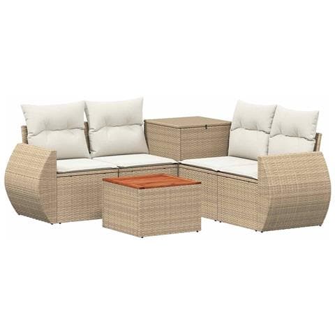 Set di divani 6 pz Beige e Bianco Crema - Foto 1