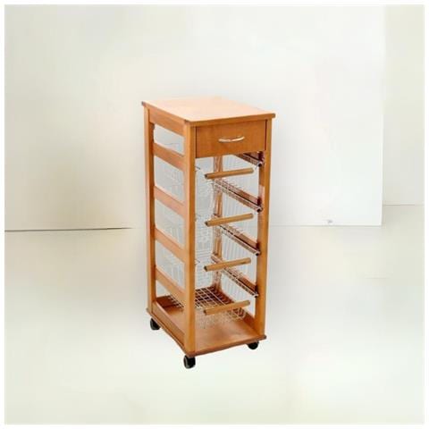 Carrello vesuvio salvaspazio ruote piano in mattonelle cassetto portafrutta rovere - Foto 2